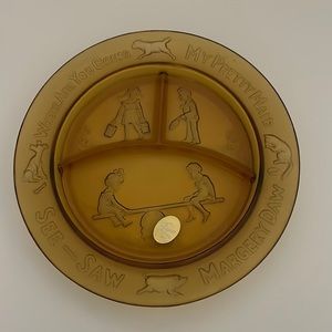 Vintage Amber Glass Children’s Nursery Rhyme Plate